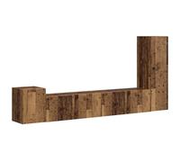 vidaXL Conjunto de Mueble de TV Montaje en la Pared 3 pcs Madera Vieja, Sala de Estar, Mueble Moderno Rectangular para TV, Almacenamiento eficiente, Estantes funcionales en la Pared, Consola Modular