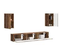 vidaXL Conjunto de Mueble de TV Montaje en la Pared 3 pcs Madera Vieja, Sala de Estar, solución Moderna de Almacenamiento, Soporte Rectangular para TV, Unidad de Entretenimiento compacta