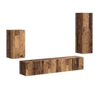 vidaXL Conjunto de Mueble de TV Montaje en la Pared 3 pcs Madera Vieja, Soluciones de Almacenamiento para Sala, Moderno gabinete Flotante, Estante Rectangular, Organizador Multimedia