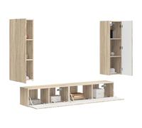 vidaXL Conjunto de Mueble de TV Montaje en la Pared 3 pcs Roble Sonoma, Sala de Estar Moderna, Soporte de TV Elegante, Unidad de Almacenamiento compacta, Estante montado en la Pared, Centro de entret