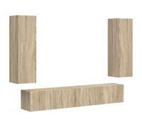 vidaXL Conjunto de Mueble de TV Montaje en la Pared 3 pcs Roble Sonoma, Sala de Estar Moderna, Soporte de TV Elegante, Unidad de Almacenamiento compacta, Estante montado en la Pared, Centro de entret