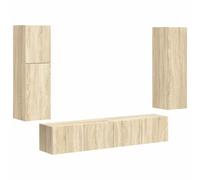 vidaXL Conjunto de Mueble de TV Montaje en la Pared 4 pcs Roble Sonoma, Muebles Modernos para Sala de Estar, Centro de Entretenimiento rectángulo, Armario montado en la Pared Elegante, Unidad de Alma