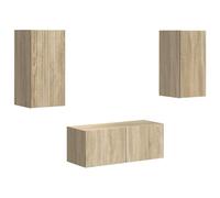 vidaXL Conjunto de Mueble de TV Montaje en la Pared 6 pcs Roble Sonoma, Muebles Modernos para Sala de Estar, Soporte de TV Rectangular, Centro de Entretenimiento montado en la Pared, Mesa de Consola