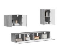 vidaXL 4 piezas Sonoma gris, conjunto de muebles versátil, sala de estar moderna, diseño funcional para un hogar contemporáneo, almacenamiento elegante, asientos cómodos