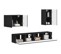 vidaXL 4 piezas negras, conjunto de muebles versátil, sala de estar moderna, diseño funcional para un hogar contemporáneo, almacenamiento elegante, asientos cómodos