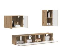 vidaXL 4 piezas de roble Artisan, conjunto de muebles versátil, sala de estar moderna, diseño funcional para un hogar contemporáneo, almacenamiento elegante, asientos cómodos