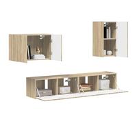 vidaXL 4 piezas de roble Sonoma, conjunto de muebles versátil, sala de estar moderna, diseño funcional para un hogar contemporáneo, almacenamiento elegante, asientos cómodos