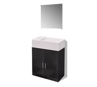 vidaXL Juego Completo de Muebles de Cuarto de Baño con Lavabo 3 Piezas Negro