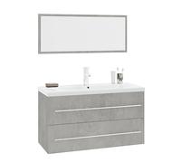 vidaXL Conjunto de Muebles de Baño 3 Piezas Espejo Lavabo Armario Mobiliario Almacenamiento Inferior Aseo Pared Cajones Estantes Gris Hormigón