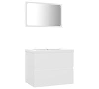 vidaXL Conjunto de Muebles de Baño Aseo Inodoro Armario Lavabo Empotrado Fregadero Escurridor de Empuje Grifo Espejo Tocador Contrachapada Blanco