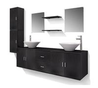 vidaXL Set Muebles para Baño con Lavabo y Grifo Incluido Pack 11 Piezas Negro