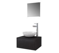 Vidaxl conjunto de muebles de baño con lavabo y grifo 4 piezas negro