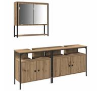 vidaXL Conjunto de Muebles de baño de 3 Piezas Roble Artesano Madera elaborada, con Amplio Almacenamiento y diseño Moderno, Adecuado para Cualquier Estilo, fácil de Montar, Solo para Uso en Interior