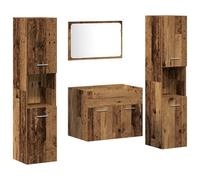 vidaXL Juego de muebles de baño de 4 piezas de madera vieja