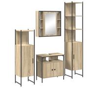vidaXL Conjunto de Muebles de Baño en Roble Sonoma, con Acabado rústico de Madera, Acero y Metal. Viene con Puertas con bisagras y pomos. Montado en la Pared y Mide 60 x 16 x 60 cm. Disponible en VAR