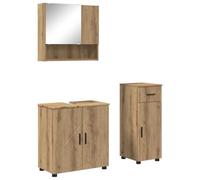 vidaXL Conjunto de Muebles de baño montados en la Pared de, una solución Moderna para almacenar con estanterías y un Espejo Rectangular Que Queda de Lujo