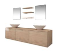 Vidaxl conjunto de muebles de baño y lavabo 8 piezas beige