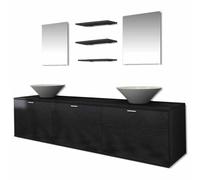 vidaXL Set Completo de Mobiliario de Baño con Lavabo Pack de 8 Unidades Negro