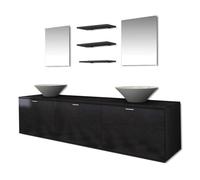 vidaXL Set Completo de Mobiliario de Baño con Lavabo Pack de 8 Unidades Negro