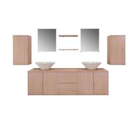 vidaXL Set de mobiliario de baño con lavabo Pack 9 unidades Beige en conglomerado