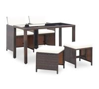 vidaXL Conjunto de Muebles de Exterior 5 Piezas Poli Ratán Sintético Marrón Comedor de Jardín Sillas y Mesa de Porche Patio Estilo de Mimbre