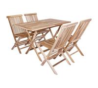vidaXL Conjunto de Muebles de Jardín 5 uds. Natural, Conjunto de Muebles de jardín de Teca Moderno, Mesa de Patio, Asientos para Comer al Aire Libre