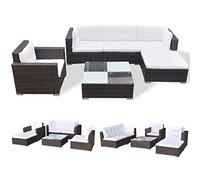 vidaXL Conjunto de Muebles de Jardín 6 Piezas Ratán Sintético Marrón Juego Comedor Exterior Mesa y Sillas Patio Porche Terraza Material Estilo Mimbre