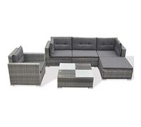 vidaXL Conjunto de Muebles de Jardín 6 Piezas Ratán Sintético Negro Juego Comedor Exterior Mesa y Sillas Patio Porche Terraza Material Estilo Mimbre