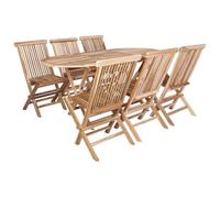 vidaXL Conjunto de Muebles de Jardín 7 uds. Natural, Juego de Muebles de Jardín Moderno, Comedor de Teca para Exterior, Mesa y Sillas de Patio
