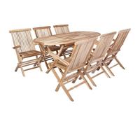 vidaXL Conjunto de Muebles de Jardín 7 uds. Natural, Juego de Muebles de Jardín Moderno, Comedor de Teca para Exterior, Mesa y Sillas de Patio