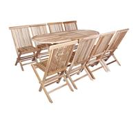 vidaXL Conjunto de Muebles de Jardín 9 uds. Natural, Juego de Muebles de Jardín Moderno, Comedor de Teca para Exterior, Mesa y Sillas de Patio
