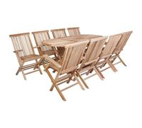 vidaXL Conjunto de Muebles de Jardín 9 uds. Natural, Juego de Muebles de Jardín Moderno, Comedor de Teca para Exterior, Mesa y Sillas de Patio