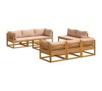 vidaXL Conjunto de Muebles de jardín Modular de 9 Piezas Natural