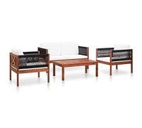 vidaXL Conjunto de Muebles de Juego 4 Piezas Set Muebles de Exterior Patio Jardín Mesa y Sillas de Comedor Juego Color Madera Madera Maciza Acacia