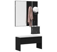 vidaXL Conjunto de Muebles de recibidor con cajón 4 pcs Roble Negro, Almacenaje Elegante para el Pasillo, Bancos Modernos, Organizador de Entrada, Espejo Funcional, Conjunto de Muebles