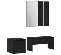 vidaXL Conjunto de Muebles de recibidor con cajón 3 pcs Roble Negro, Banco de Almacenamiento Rectangular para Sala Moderna, Mueble de Entrada, solución organizadora, Ahorra Espacio