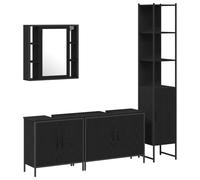 vidaXL Conjunto de Muebles para Baño de 4 Piezas Roble Negro Madera Engineered con Espejo Diseño Moderno Ideal para Almacenamiento y Organización en Baños Resistente. Armario de Pared
