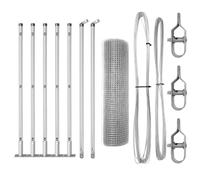 vidaXL Conjunto de postes de acero galvanizado con fijación de base de concreto 10 x 0.5 m diseño moderno duradero para instalación de cercas al aire libre jardines postes de seguridad