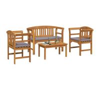 vidaXL Conjunto de salón Rosa del jardín 4 pcs Madera de Acacia Sólida, Conjunto Moderno Resistente para jardín y terraza, Muebles de Patio de Acacia para relajación y Comodidad al Aire Libre