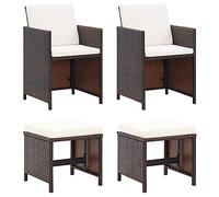 vidaXL Conjunto de Silla de Jardín y Taburete 4 Piezas Asiento Butaca Patio Terraza Balcón Comedor Muebles Mobiliario Exterior Duradero Ratán PE Negro