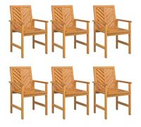 vidaXL Conjunto de sillas de Comedor al Aire Libre de 6 Piezas, marrón. Hechas de Madera Maciza de Acacia, Tienen un Estilo rústico y un Acabado Mate. La Textura es única y granulada. Son Resistentes