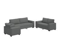 vidaXL Conjunto de sofá de 3 piezas con cojines de tela gris oscuro