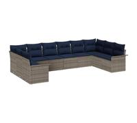 vidaXL Conjunto de sofá de jardín 10 pcs Gris Claro ratán sintético, Set de Sofás Moderno para Jardín y Terraza, Materiales Resistentes al Sol, Mueble de Verano