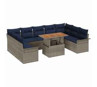vidaXL Conjunto de sofá de jardín 10 pcs Gris Poliratán, Conjunto de Muebles Modernos para jardín y terraza, sofá y Tumbona Resistentes al Sol, Relajarse