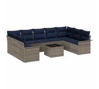 vidaXL Conjunto de sofá de jardín 10 pcs Gris ratán sintético, Juego de Sofás Modulares para Jardín y Terraza, Materiales Resistentes, Muebles para Exterior, Asientos de Patio