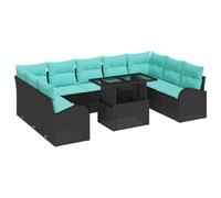 vidaXL Conjunto de sofá de jardín 10 pcs Negro Poliratán, Sofá Modular para jardín y terraza, Mueble Resistente, Ligero, UV-Resistente, Ideal para Patio