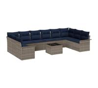 vidaXL Conjunto de sofá de jardín 11 pcs Gris ratán sintético, Set de Sofás Moderno para Jardín y Terraza, Materiales Resistentes al Sol, Mueble de Verano