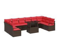 vidaXL Conjunto de sofá de jardín 11 pcs Marrón ratán sintético, Conjunto de sofá de jardín, Moderno y Modular, Rectangular, liviano, Resistente a UV, Ideal para terraza