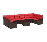 vidaXL Conjunto de sofá de jardín 11 pcs Marrón ratán sintético, Set de Sofás Moderno para Jardín y Terraza, Materiales Resistentes al Sol, Mueble de Verano