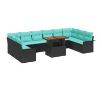 vidaXL Conjunto de sofá de jardín 11 pcs Negro Poliratán, Set de Sofás Modulares para Jardín y Terraza, Muebles Resistentes al Sol, Estilo Verano para Relajarse al Aire Libre